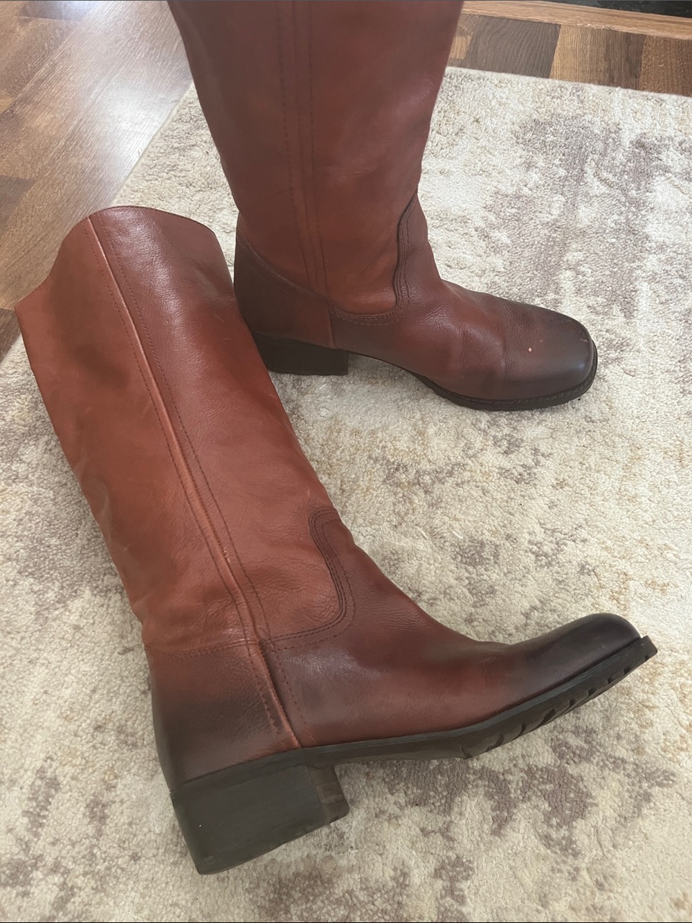 Lucky Brand Y2K Boots Bourbon Brown Leather Tall Riding Size 9
